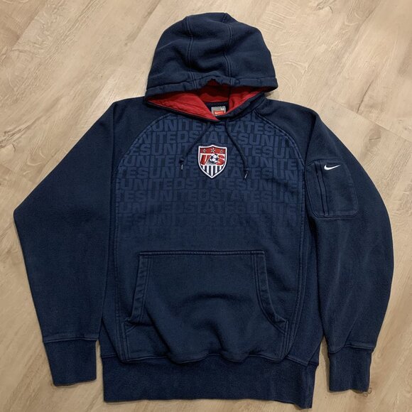 Nike Other - Vintage Y2K Nike Team USA US Soccer USMNT Hoodie Mens Medium Mini Swoosh Sleeve